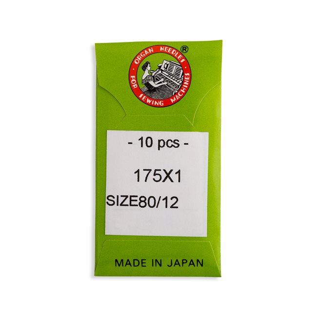 Organ Regular Point W/Round Shank Chandler Button Industrial Machine Needles - Size 12 - TQx1, 175x1, 1985, SY2851, 175x1FS, CDx471 - 10/Pack