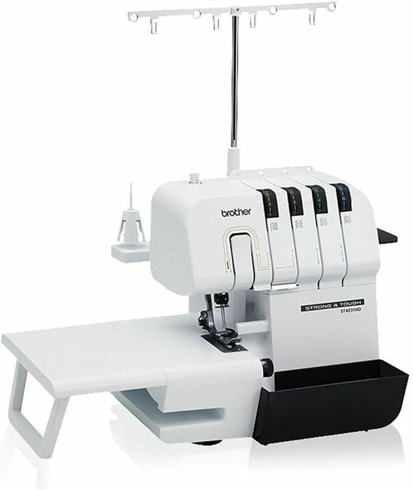 BROTHER® ST4031HD Serger, Strong & Tough Serger, 1,300 Stitches Per Minute, Durable Metal Frame Overlock Machine, Large Extension Table, 3 Included Accessory Feet, 12.99 x 14.37 x 17.01 in., White