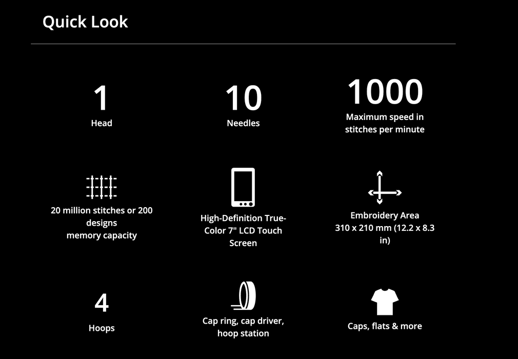 EM-1010-7S: Single-head entry-level embroidery machine