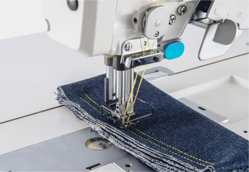 JK-58720J-A-105 - DOUBLE NEEDLE BIG HOOK,FIXED NEEDLE BAR,PMX,INTEGRATED CONTROL BOX,FULL FUNTION,IMPROVED TRIMMER SYSTEM. BUILT IN PRESSER FOOT LIFTER
