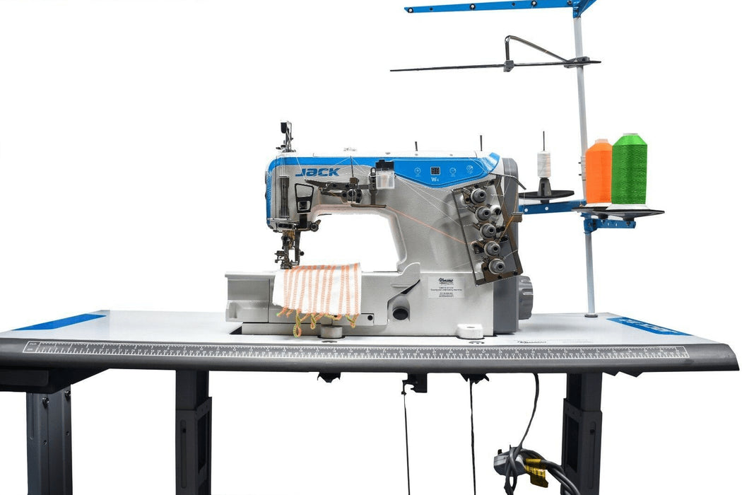 W4-D-01/02/03/08X364 Direct Drive 3 Needle Flatbed Coverstitch Industrial Sewing Machine Complete Unit with Table and Stand