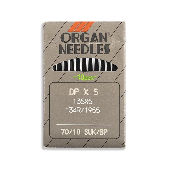 Organ Light Ball Point Industrial Machine Needles - Size 10 - 135x7, 135x5, DPx7, SY1901 - 10/Pack