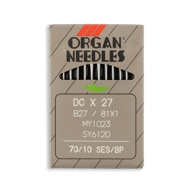 Organ Light Ball Point Industrial Machine Needles - Size 10 - B27, DCx27, MY1023, SY6120 - 10/Pack